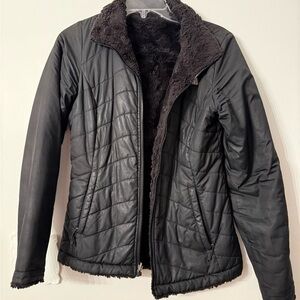 The North Face Black Quilted Jacket with Faux Fur